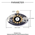 Technical drawing of a resin evil eye pendant with exact dimensions and material specs - Black White Marble Evil Eye Oval Style (YK076-1)