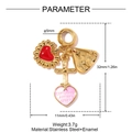 Detail view of gold stainless steel heart pendant with engraved inspirational quotes - Cross Heart Motto Style (YK062)