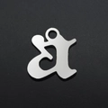 Detailed view of lowercase letter a pendant in stainless steel for DIY jewelry making - Letter A