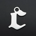 Polished silver stainless steel letter L pendant with circular ring for DIY jewelry making - Letter C