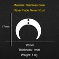 Detailed dimension guide for moon-shaped stainless steel pendant with precise 17mm size - Crescent Horn Style (LA039)