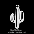 Macro shot of a 10x19mm stainless steel cactus pendant for DIY jewelry making - Silver Cactus Style (LA297-1)
