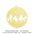 Détails du pendentif en acier inoxydable doré avec motif montagne et spécifications - Style Montagne Étoile Lune (LA888-2x5)
