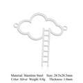 Vue macro d'un pendentif nuage en acier inoxydable de 28,5mm avec détails techniques - Style Échelle de Nuage (LA889-1x5)