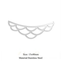 Macro detail of crescent mermaid scale stainless steel charm measuring 15x40mm - Fish Scale Hollow Style (JA105-1x5) / Silver