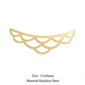 Detailed view of 15x40mm golden fish scale patterned stainless steel pendant accessory - Fish Scale Hollow Style (JA105-2x5) / Gold