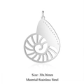 Macro shot of 30x36mm hollow nautilus pendant in silver stainless steel with top ring - Nautilus Shape (JA106-1x5) / Silver