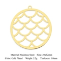 Gold plated stainless steel round pendant with hollow fish scale pattern, size 30x32mm - Hollow Fish Scale Disc (LA740-2) / Gold