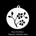 Macro shot of 25x28mm stainless steel round pendant with hollow flower design for DIY jewelry - Round Floral Hollow Style (LA313-1)