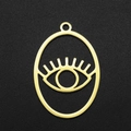 Golden stainless steel oval evil eye charm pendant for DIY jewelry making and necklaces - Gold Hollow Oval (LA006-2x5)