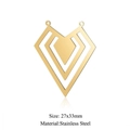 Vista dettagliata del pendente geometrico a V in acciaio inossidabile dorato da 27x33mm - Stile Geometrico a V (JA117-2x5)