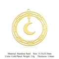 Détail du pendentif lune en acier inoxydable doré avec dimensions et poids précis - Style Soleil Lune (LA914-1x5)