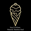 Golden ice cream hollow pendant in stainless steel with 21x45mm dimensions - Ice Cream Cone Shape Style (LA314-2)