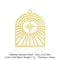 Détail macro du pendentif étoile en acier inoxydable plaqué or de 21x27 mm - Style Arche d'Étoile (LA915-1x5)