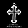Detailed view of a 20x30mm stainless steel cross pendant with arrow cutout design - Arrow Cross Hollow Style (LA315-1)