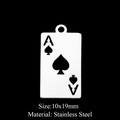 Macro detail of Ace of Spades stainless steel pendant with 10x19mm dimensions - Ace of Spades Card Style (LA316-1)