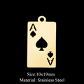 Macro detail of gold stainless steel Ace of Spades pendant with 10x19mm size label - Ace of Spades Card Style (LA316-2)
