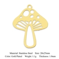Macro shot of 20x25mm gold plated mushroom charm pendant with intricate hollow design - Mushroom Style / Gold