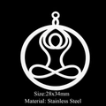 Detail of 28x34mm stainless steel yoga pendant with meditation figure and infinity symbol - Yoga Meditation Infinity Style (LA317-1)
