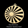 Vue détaillée du pendentif soleil en acier de 28x31mm pour création de bijoux DIY - Style Rayonnement Solaire Doré (LA303-2)
