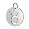Silver stainless steel Taurus zodiac pendant with hollowed design for jewelry making - Steel Taurus