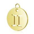 Detailed view of 12mm gold Gemini zodiac sign pendant with mirror finish and hollow design - Gold Gemini