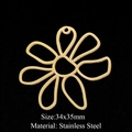 Détail du pendentif fleur en éventail doré 34x35mm en acier inoxydable pour DIY - Style Forme Florale Doré (LA304-2)