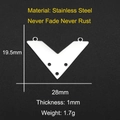 Macro shot of silver V-shaped stainless steel pendant with dimensions 28mm by 19.5mm - V-Shape Pendant Style (LA054)