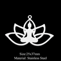 Macro detail of 25x37mm stainless steel lotus buddha pendant for DIY jewelry - Lotus Buddha Zen Style (LA320-1)