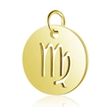 Polished gold Virgo zodiac sign pendant made of stainless steel with a cutout design - Gold Virgo
