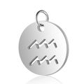 Polished stainless steel Aquarius zodiac pendant with precise cutout and jump ring - Steel Aquarius