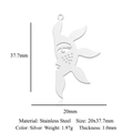 Detailed view of silver sun charm pendant with 37.7mm height and cutout eye pattern - Sun with Face Style (LA955-1)