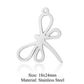Détail macro du pendentif libellule en acier inoxydable 18x24mm pour bijoux DIY - Libellule Argentée (JN369-1x5)