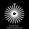 Vue détaillée du pendentif éventail 30x33mm en acier inoxydable pour bijoux DIY - Style Rayon de Soleil Argenté (LA307-1)