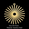 Pendentif éventail fleur soleil en acier inoxydable doré, dimensions 30x33mm - Style Rayon de Soleil Doré (LA307-2)
