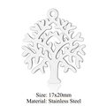 Macro shot of 17x20mm stainless steel tree of life pendant showing precise hollow details - Silver Hollow Tree of Life Style (T650-1)