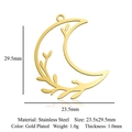 Gold plated stainless steel moon branch pendant necklace charms 23.5x29.5mm pack of 5 - Moon and Branch Style (LA989-2)