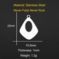 Detailed view of teardrop stainless steel pendant with size specifications 22mm x 15.5mm - Teardrop Hollow Style (LA059)