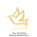 Pendentif oiseau évidé en acier inoxydable doré avec contour lisse et reflet miroir - Oiseau Doré (JN290-2x5)
