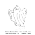 Ghost stainless steel pendant for jewelry making, 32.5x41.5mm pumpkin head design - Ghost With Sunglasses (Silver) (LA697-1)