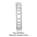Detailansicht des 8x35mm Edelstahl-Mondphasenanhängers mit hohlem geometrischem Design - Silberner Mondphasenstab (LA393-1)