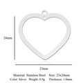 Detailed size specifications for heart-shaped stainless steel pendant DIY accessory - Hollow Heart Connector (LA868-1) / Silver