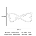 Technical dimensions of infinity mom heart pendant in polished silver stainless steel - Infinity Mom Letter Pendant (LA870-1)
