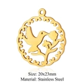 Détail d'un pendentif colibri en acier inoxydable doré 20x23mm avec motif ajouré - Colibri en Or (JN874-2)