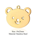 Vue détaillée du pendentif ours doré 19x23mm en acier inoxydable avec design creux - Ours en Or (LA407-2)
