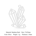 Detail van een 17x25mm zilveren roestvrijstalen holle kristal hanger voor DIY sieraden - Zilveren Kristalcluster (LA733-1)