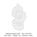 Three-daisy stainless steel floral pendant in silver color, size 19x37mm for DIY jewelry - 3-Cavity Daisy Style / Silver