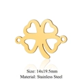 Golden stainless steel four-leaf clover tree of life connector charm for DIY jewelry - Gold Heart Leaf Clover Connector (JN826-2)