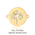 Detailed 15x19mm golden stainless steel Tree of Life hollow charm for DIY jewelry making - Gold Hollow Tree Connector Link (JN828-2)