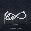 Detail of silver infinity Love connector in stainless steel for jewelry making, 29.5x13.5mm - Silver Love Infinity (JA364-1)